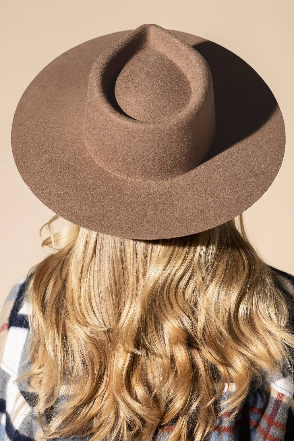 100% Australian Wool Wide Teardrop Panama Hat -Blank: ALMOND / OS