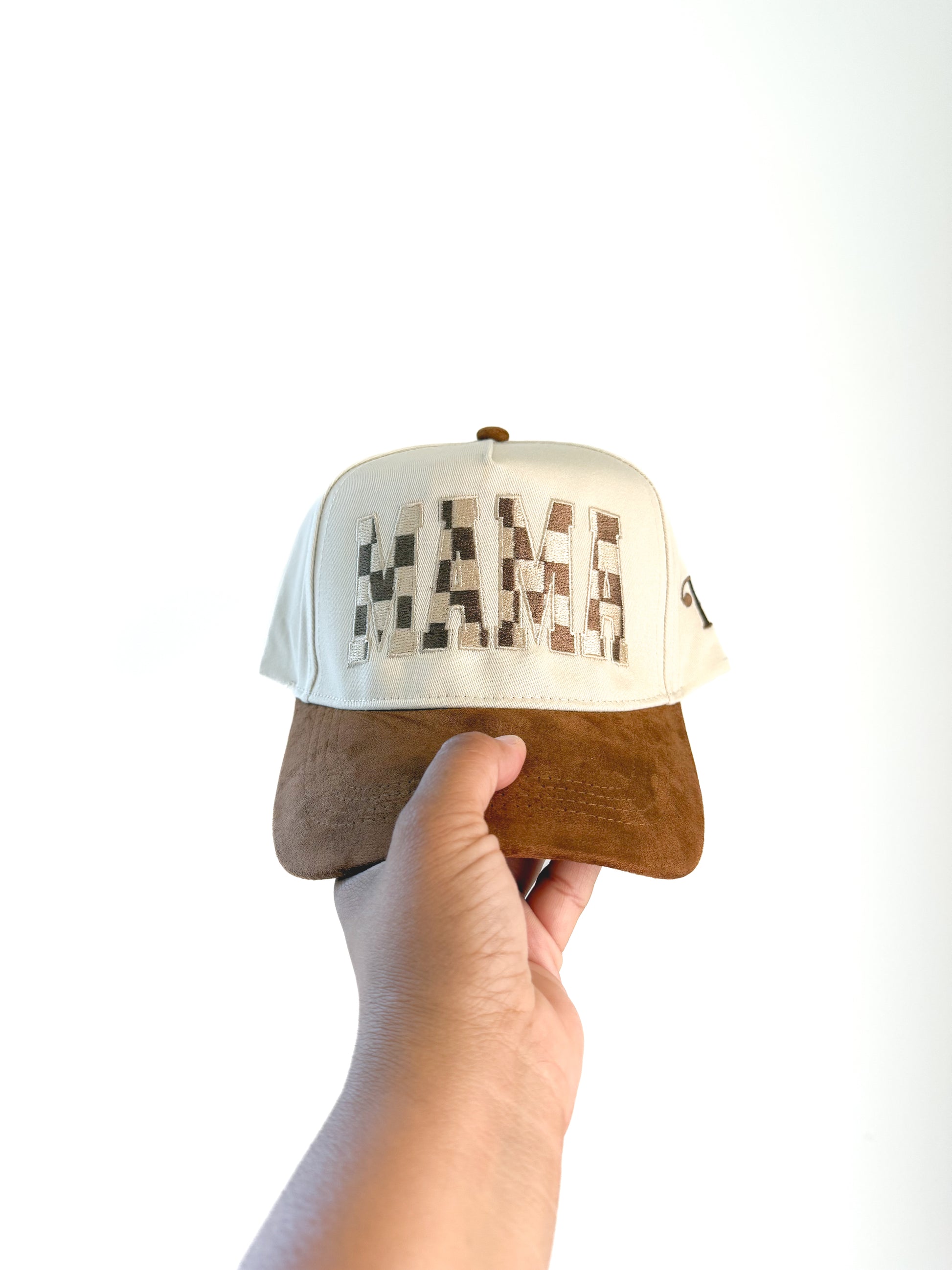 Cognac Checkered Mama Hat