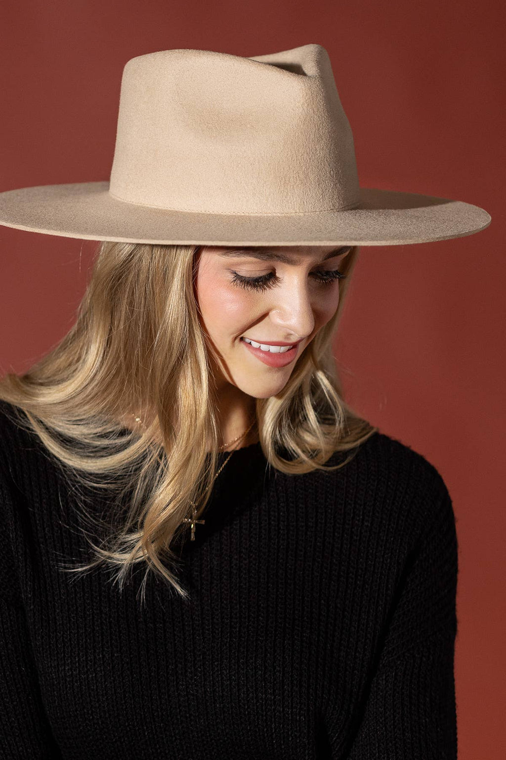 100% Australian Wool Wide Teardrop Panama Hat -Blank: MALT / OS