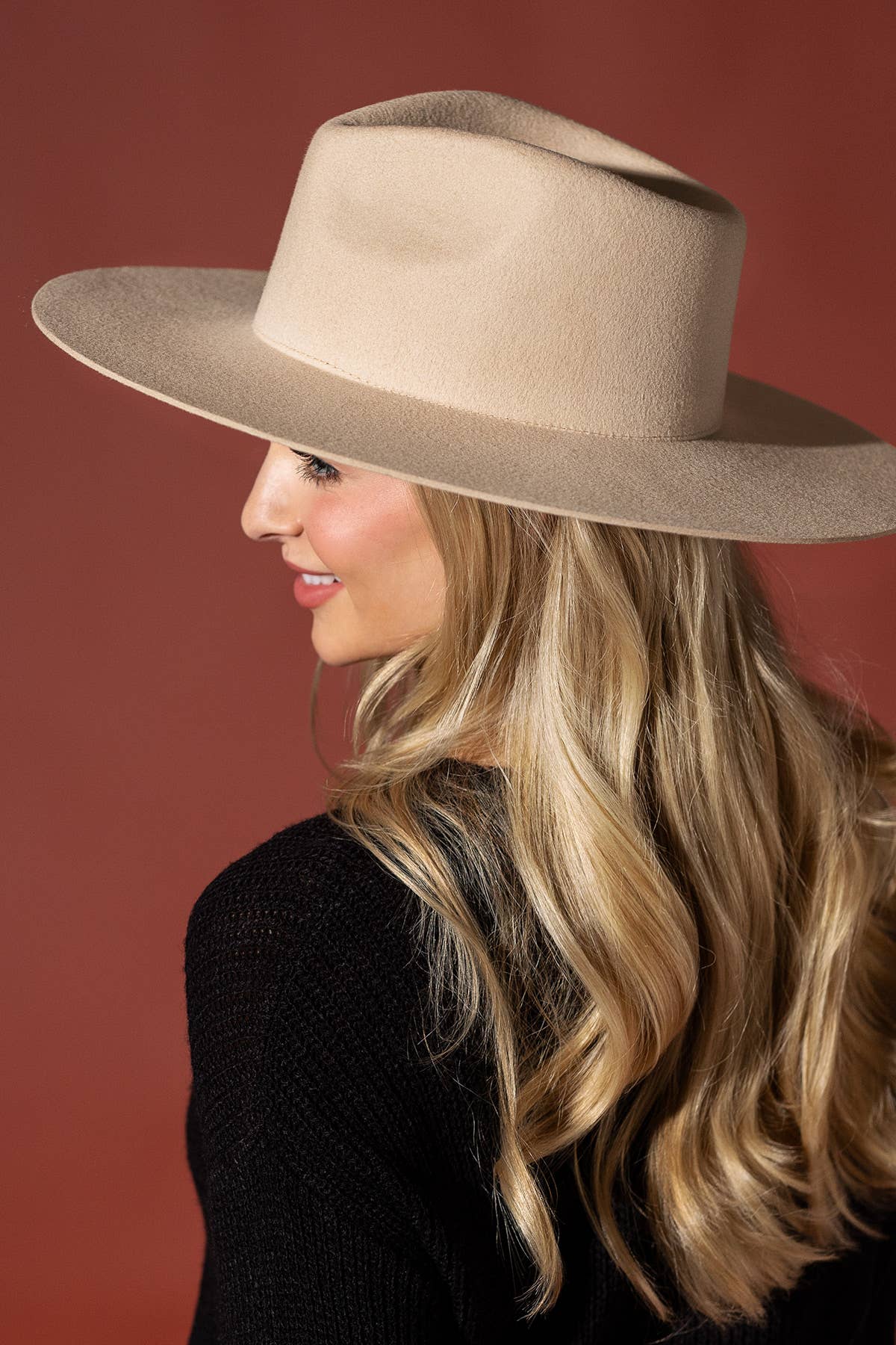 100% Australian Wool Wide Teardrop Panama Hat -Blank: MALT / OS